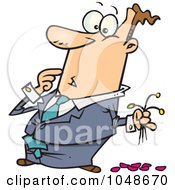 Poster, Art Print Of Cartoon Man Striking Out With Dead Flowers