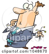 Royalty Free RF Clip Art Illustration Of A Cartoon Man Striking Out With Dead Flowers