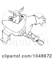 Royalty Free RF Clip Art Illustration Of A Cartoon Black And White Outline Design Of A Super Guy