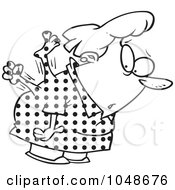 Royalty Free RF Clip Art Illustration Of A Cartoon Black And White Outline Design Of A Foot And Hand Struggling In A Womans Body by toonaday
