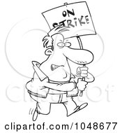 Royalty Free RF Clip Art Illustration Of A Cartoon Black And White Outline Design Of A Striker