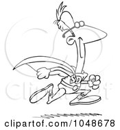 Royalty Free RF Clip Art Illustration Of A Cartoon Black And White Outline Design Of A Running Super Dad