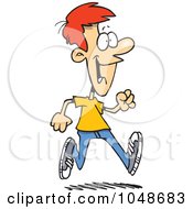 Poster, Art Print Of Cartoon Happy Young Man Taking A Stroll