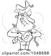 Royalty Free RF Clip Art Illustration Of A Cartoon Black And White Outline Design Of A Super Business Man