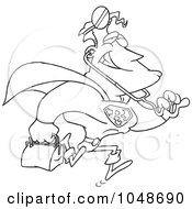 Royalty Free RF Clip Art Illustration Of A Cartoon Black And White Outline Design Of A Super Doctor