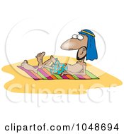 Royalty Free RF Clip Art Illustration Of A Cartoon Arabian Man Sun Bathing by toonaday