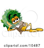 Tree Mascot Cartoon Character Resting His Head On His Hand