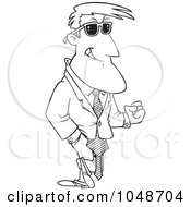 Royalty Free RF Clip Art Illustration Of A Cartoon Black And White Outline Design Of A Hunky Businessman