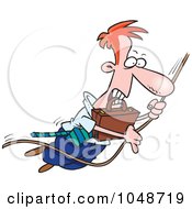 Royalty Free RF Clip Art Illustration Of A Cartoon Swinging Businessman by toonaday