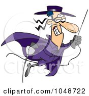 Royalty Free RF Clip Art Illustration Of A Cartoon Swinging Swashbuckler by toonaday