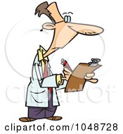 Royalty Free RF Clip Art Illustration Of A Cartoon Supervisor Filling Out A Survey by toonaday