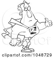 Poster, Art Print Of Cartoon Black And White Outline Design Of A Super Man Holding A Thumb Up