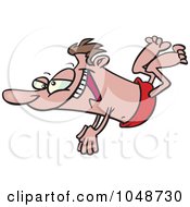 Royalty Free RF Clip Art Illustration Of A Cartoon Man Swan Diving by toonaday