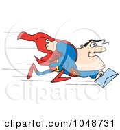 Poster, Art Print Of Cartoon Super Man Rushing A Letter