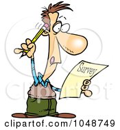 Royalty Free RF Clip Art Illustration Of A Cartoon Guy Taking A Survey by toonaday