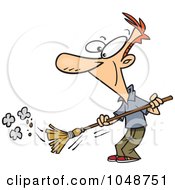 Royalty Free RF Clip Art Illustration Of A Cartoon Man Sweeping