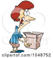 Royalty Free RF Clip Art Illustration Of A Cartoon Woman Holding A Surprise In A Box by toonaday