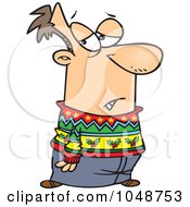 Cartoon Man Wearing A Festive Sweater