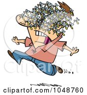 Poster, Art Print Of Cartoon Man Being Attacked By A Swarm Of Bees
