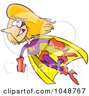 Royalty Free RF Clip Art Illustration Of A Cartoon Super Mom Flying