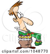 Royalty Free RF Clip Art Illustration Of A Cartoon Man Wearing A Long Festive Sweater by toonaday