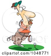 Poster, Art Print Of Cartoon Swinging Golfer Getting Tangled In A Club