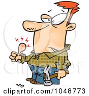 Royalty Free RF Clip Art Illustration Of A Cartoon Carpenter With A Swollen Thumb by toonaday