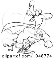 Royalty Free RF Clip Art Illustration Of A Cartoon Black And White Outline Design Of A Super Geek