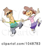 Royalty Free RF Clip Art Illustration Of A Cartoon Couple Swing Dancing