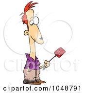 Royalty Free RF Clip Art Illustration Of A Cartoon Man Ready To Squish A Fly On His Nose by toonaday