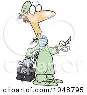 Cartoon Surgeon Holding A Scalpel