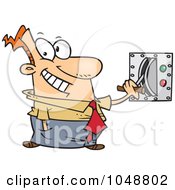 Poster, Art Print Of Cartoon Businessman Flipping A Switch