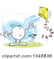 Poster, Art Print Of Puzzled Moodie Character Flying A Kite