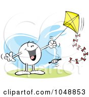 Poster, Art Print Of Happy Moodie Character Flying A Kite