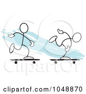 Poster, Art Print Of Two Sticklers Skateboarding Over Blue