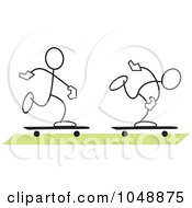 Poster, Art Print Of Two Sticklers Skateboarding Over Green