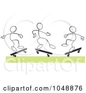 Poster, Art Print Of Three Sticklers Skateboarding Over Green