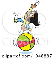 Poster, Art Print Of Hispanic Girl Losing Her Balance On A Ball