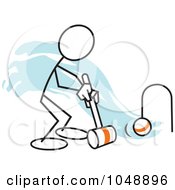 Royalty Free RF Clip Art Illustration Of A Stickler Playing Croquet Over Blue by Johnny Sajem