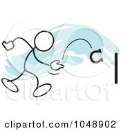 Royalty Free RF Clip Art Illustration Of A Stickler Playing Horse Shoes Over Blue by Johnny Sajem