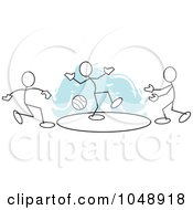 Royalty Free RF Clip Art Illustration Of Sticklers Playing Dodgeball Over Blue