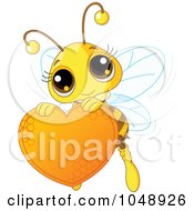 Royalty Free RF Clip Art Illustration Of A Cute Bee Holding A Honey Valentine Heart by Pushkin #COLLC1048926-0093