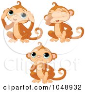Poster, Art Print Of Digital Collage Of Cute No Evil Monkeys