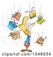 Royalty Free RF Clip Art Illustration Of A Cartoon Woman Being Showered In Gifts