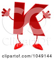 Royalty Free RF Clip Art Illustration Of A 3d Red Letter K Character by Julos