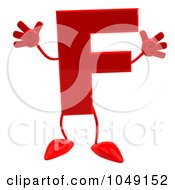 Royalty Free RF Clip Art Illustration Of A 3d Red Letter F Character by Julos