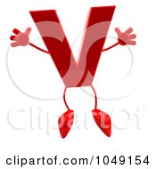 Royalty Free RF Clip Art Illustration Of A 3d Red Letter V Character by Julos