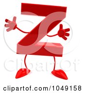 Royalty Free RF Clip Art Illustration Of A 3d Red Letter Z Character by Julos