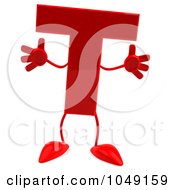 Royalty Free RF Clip Art Illustration Of A 3d Red Letter T Character by Julos