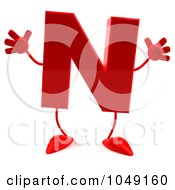 Royalty Free RF Clip Art Illustration Of A 3d Red Letter N Character by Julos